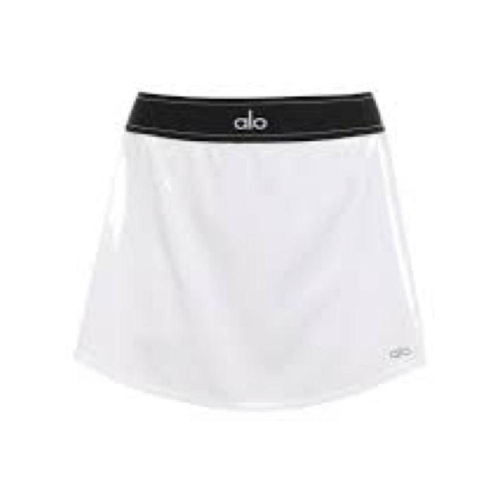 ALO Yoga White Mini Skirt with Black Waistband